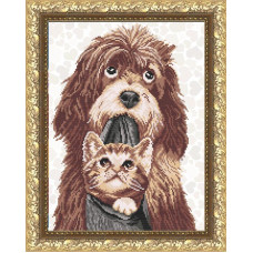 Dog with cats