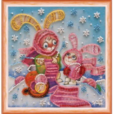 The bunny is tied up