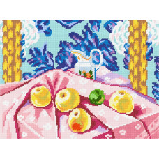 Still life with yablukoks on Rozhevi tablecloth Â© a. MATISS, 25x25 cm
