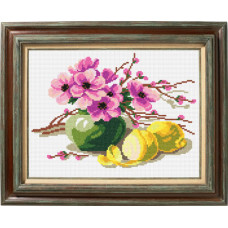 Lemon and anemone. 20x26 cm