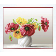 Poppies in a white vase