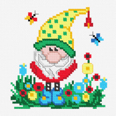 Say hello to the rock. 15x15 cm. Cheerful gnome