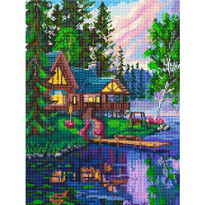 Budinok on the birch river. 29x22 cm